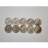 Image 1 : x10 Assorted Years 90% Silver Roosevelt Dimes Face Value $1.00