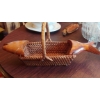 Image 3 : Very Unique Vintage Wood & Wicker hand Made Fish Basket - See Pics - 1" Long  Nice Condition RARE