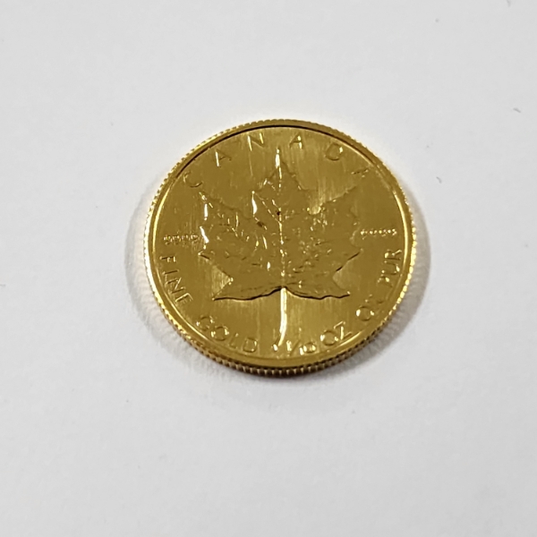 .9999 Fine Gold 1/10 Oz Maple Leaf Round ~ $5 Gold Coin from 1982