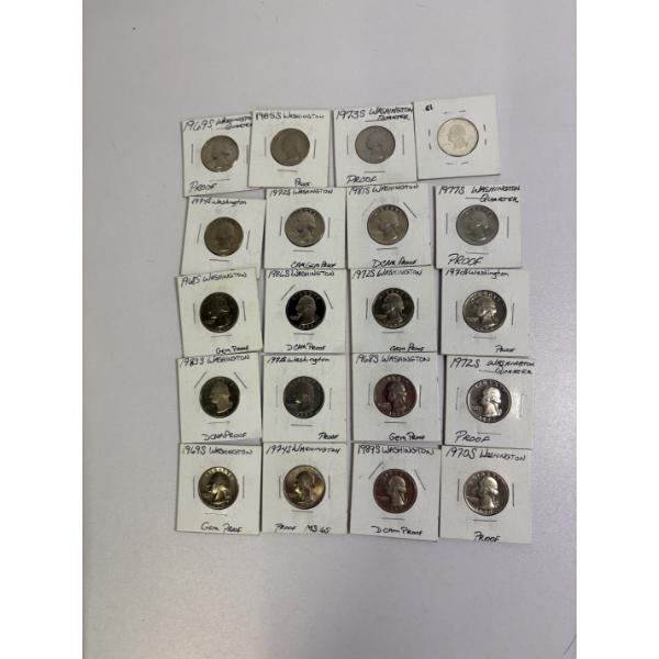 Assorted Quarters in Labeled Cards - Various years - FV $5.00