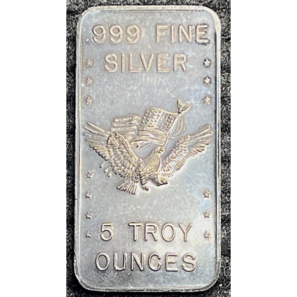 One 5oz Silver Bar .999 Silver