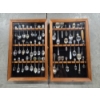 Image 1 : Two Excellent Condition Glass & Wood Display Cases And Vintage Spoon Collection -No Shipping 