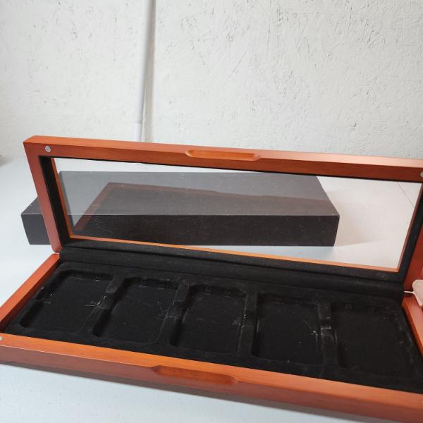 Nice Wooden Glass-Top Coin Slab Storage Case - Holds 5 Standard Slabs