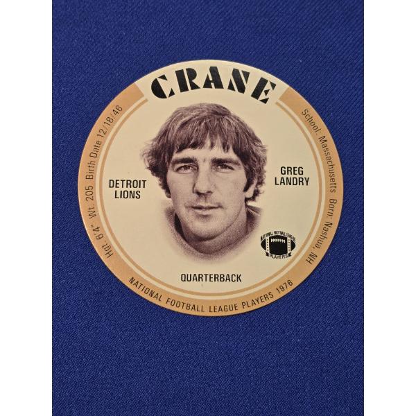 1976 Greg Landry Detroit Lions Cranes Potato Chips Football Card - Mint Condition