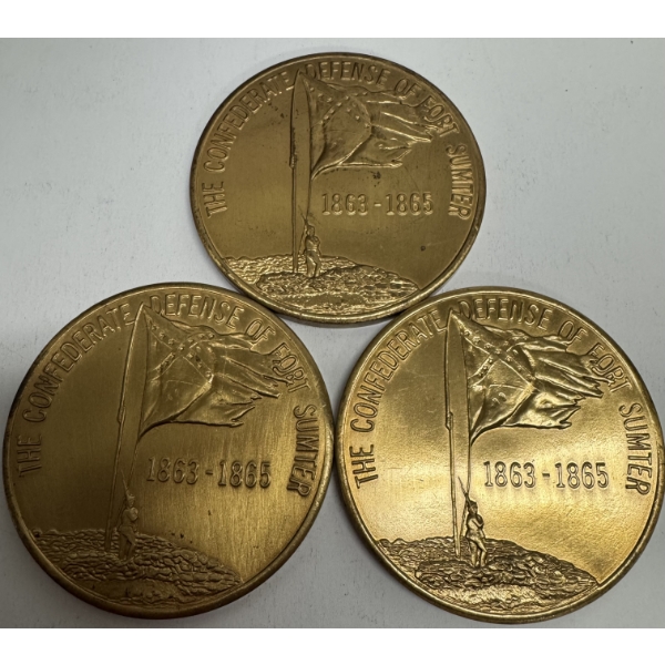 3 Commemorative Bronze Medals Featuring "Fort Sumter National Monument"- Beautiful Condition