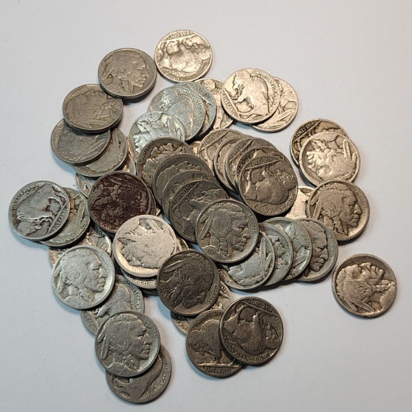 Lot of 50 Assorted United States Buffalo Nickels - FV: $2.50