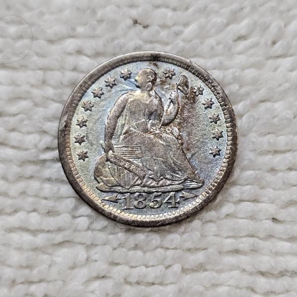 1854 90% Silver Seated Liberty Half-Dime FV: $.05