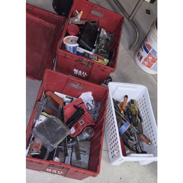 Louisville Home Pickup - Three (3) Tubs Assorted Tools As Shown - Good Value In This Lot - See Pics
