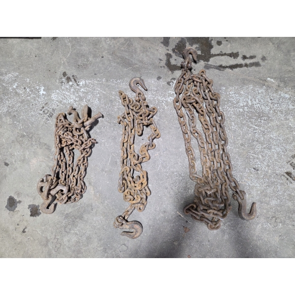 Pick Up Off Site- 115 Ely St. Alliance Oh. Three Heavy Duty Chains With Hooks
