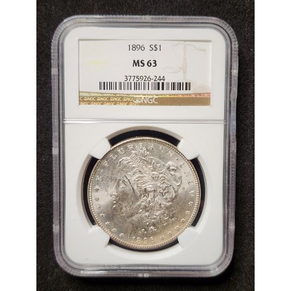 NGC MS63 Graded 1896 Morgan Silver Dollar - Early 90% Silver United States Dollar Graded by Pros!