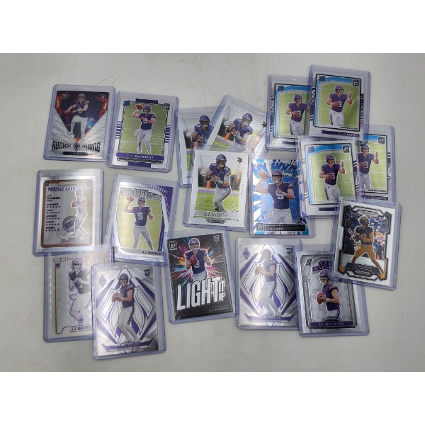 Lot of Assorted J.J. McCarthy Football Trading Cards - In Protective Holders