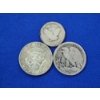 Image 2 : x3 U.S. 90% Silver Coins: 1964 Kennedy Half Dollar, Unknown Year Quarter & Half Dollar FV: $1.25