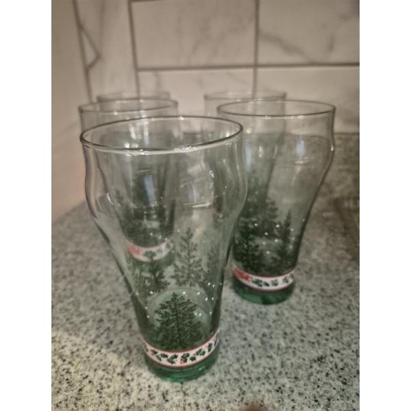 Set Of 5 Coca Cola Christmas Glasses