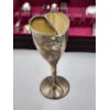 Image 3 : Nice Assortment of Silver-Plated Flatware, Heart-Shaped Goblets, in Wooden Holder ~ 5lbs