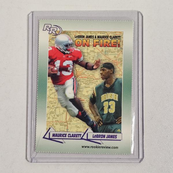 2002 Rookie Review Card 36 LeBron James And Maurice Clarett 'On Fire' Trading Card