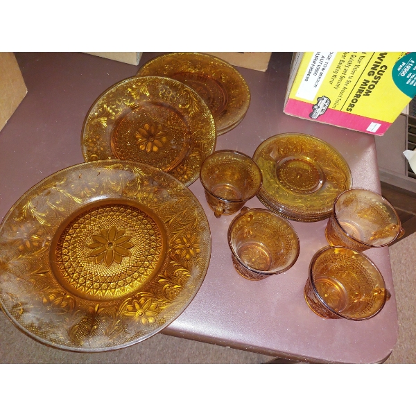 Vintage Group Amber Depression Glass Lot 11 Pcs As Shown - See Pics