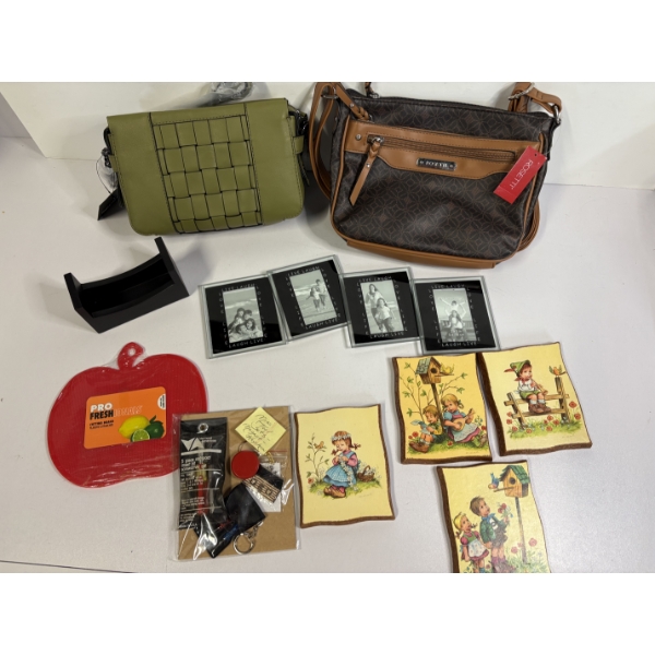 Four Small Frame - 2 Purses (1 Rosetti) - Pictures with Children & Birdhouses