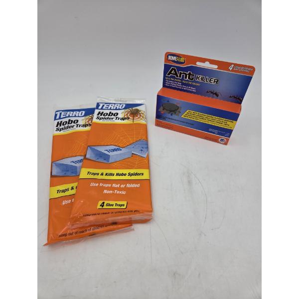 Brand New Pest Control Including 2 Packs Of 4 Terro Spider Traps & 1 Four Pack Of Ant Traps