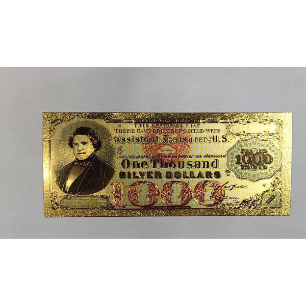 1878 24K Gold Foil Plated Novelty US $1000 Silver Certificate