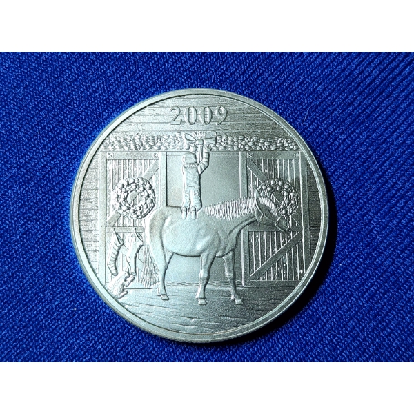 2009 Christmas Stable Silver Round - 1 Troy oz .999 Fine Silver 