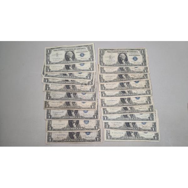 Lot Of (20) Assorted Series United States $1 Silver Certificates - Face Value: $20.00