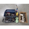 Image 1 : 19'' Toolbox With Tools, New Tape, Torch & Box Of New Doorknobs 