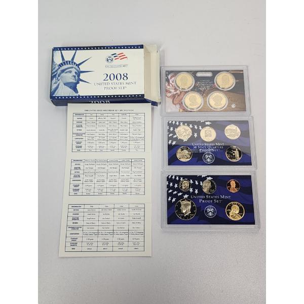 2008 United States Mint Proof Set: 50 State Quarters, Presidential Dollars With Original Packaging