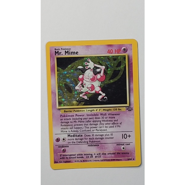 Vintage Mr.Mime #6/64 HOLO RARE Pokemon Trading Card From The Jungle Set - Near Mint Condition