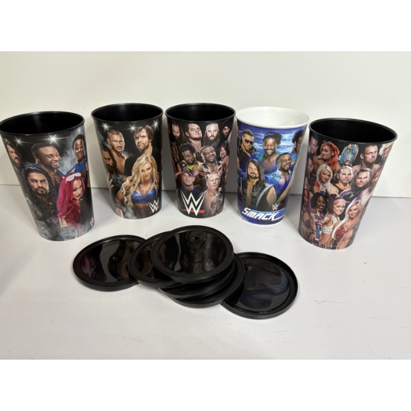 Wrestling Cups with Lids - WWE Smackdown - 5 Cups 