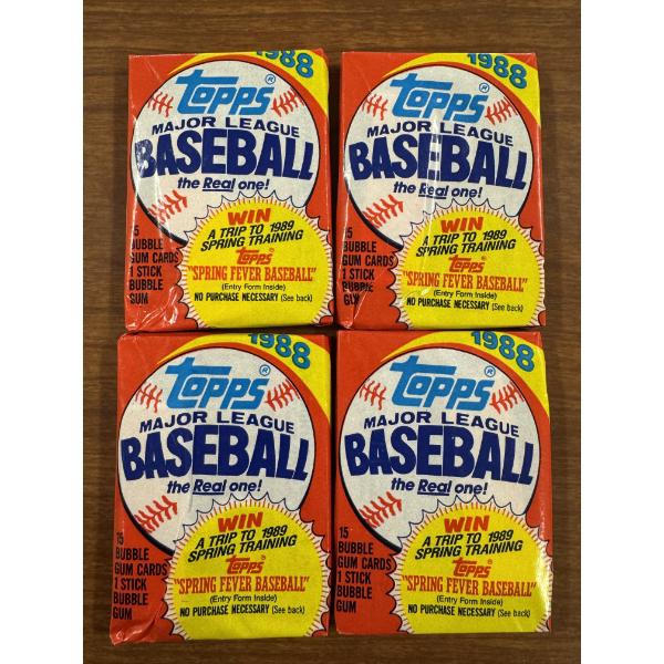 4 - Unopened 1988 Topps Major League Baseball Wax Packs - Mint Condition