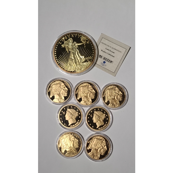 24K Gold Layered Dream Replica American Mint Coin & Gold Plated U.S Tribute Replica Coins