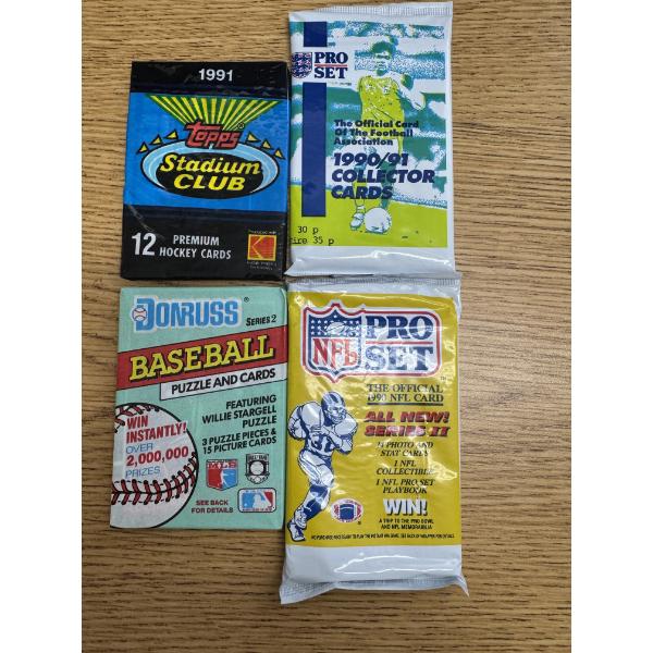 4 Assorted Sports Wax Packs Cards - Brand New 