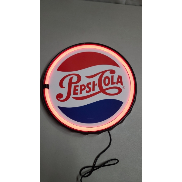 12" L.E.D Neon Marquee Pepsi-Cola Bottle Cap Shaped Sign In Box