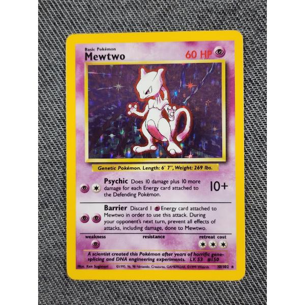 Mewtwo 10/102 Holo Rare Vintage Base Set Pokemon Trading Card 
