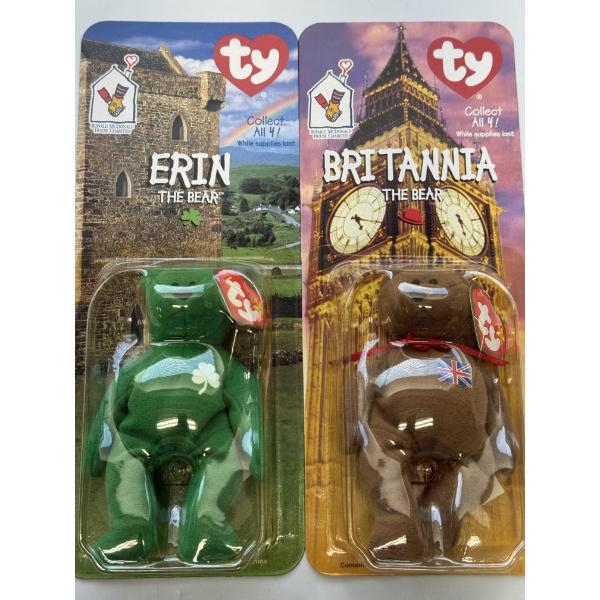 TY Set of 2 Beanie Plush Bears Erin And Britannia - New In Package