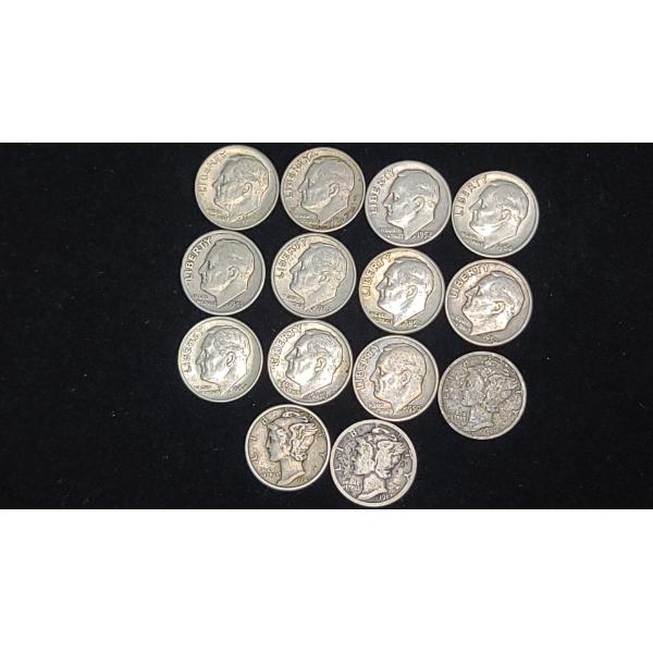 Assorted Years/Mint Marks 90% Roosevelt Dimes - Face Value: $1.40