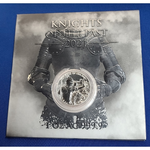 2021 Germania Mint "Knights Of The Past" Malta 5 Euro 1 oz 999.9 Fine Silver Coin With COA