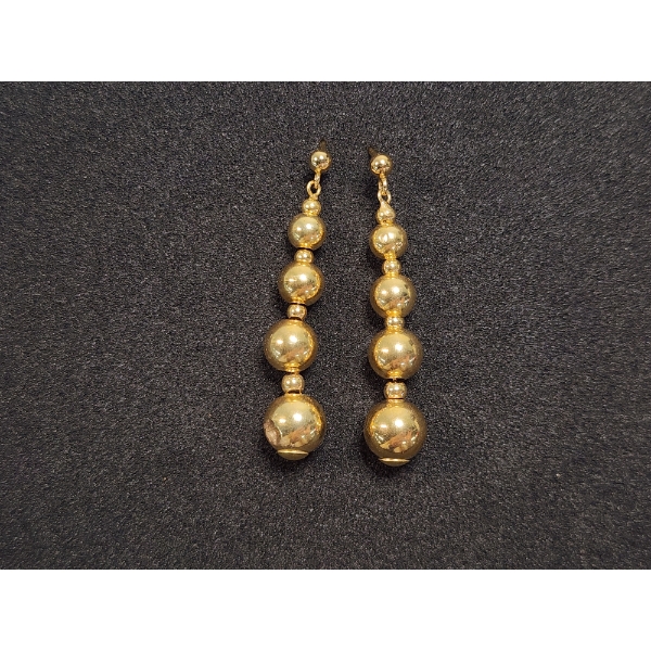 14K Gold Ball Dangle Earrings Total Weight: 1.6g
