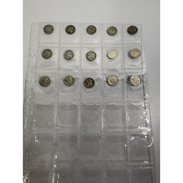 90% Silver Mercury & Roosevelt Dimes - Various Years - FV $1.50 - 11 Mercury Dimes - 4 Roosevelt