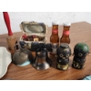 Image 4 : Lot of Vintage Collectibles Including Trays, S&P Shakers, Hand Fans, Dice, Bells