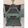 Image 2 : Green and Cream Birdcage Lamp - 32" Tall