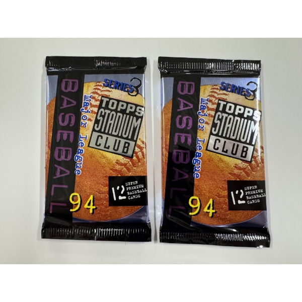 2 - 1994 Stadium Club Baseball Wax Packs - Unopened & Factory Sealed - Possible A Rod & Big Cards