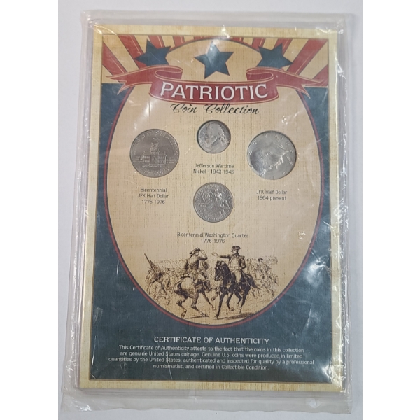 Patriotic U.S Coin Collection Display Inlcuding 1943-P 35% Silver Jerfferson Wartime Nickel