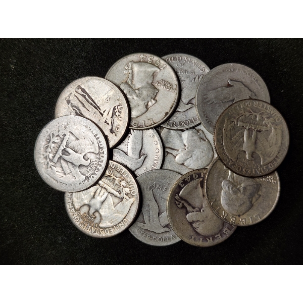 $3.00 Face Value in Assorted 90% Silver U.S. Quarters Including Standing Liberty & Washington Heads