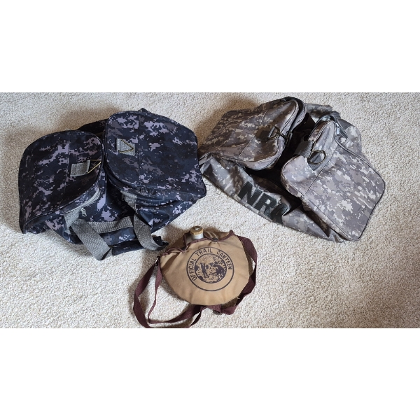 Pickup In Canton - 3 Pc Camo NRA NEW Duffle Bags & Canteen As shown - See PIcs  