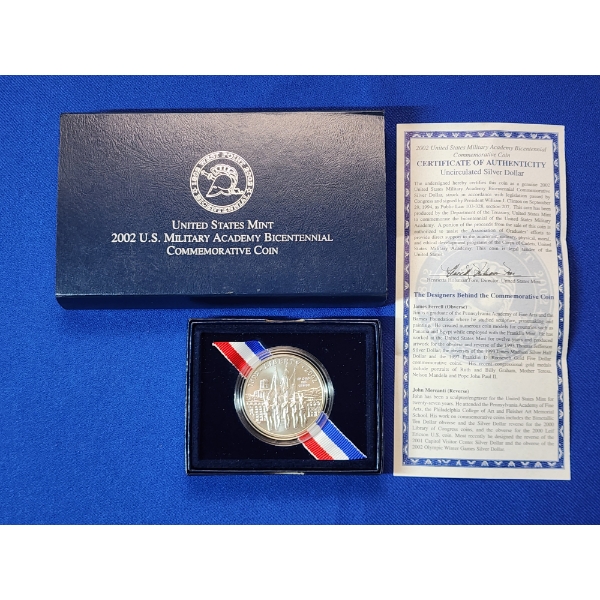 2002 U.S. Military Academy Bicentennial Commemorative Uncirculated Silver Dollar 