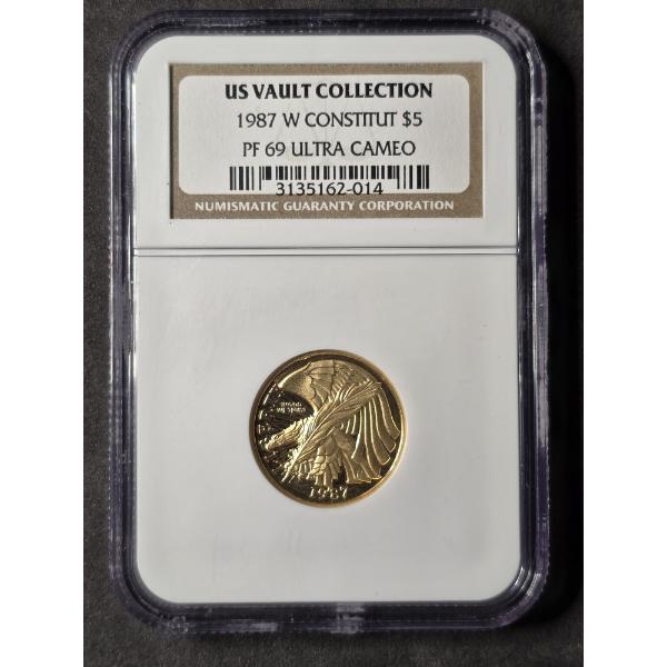 NGC PF69 Ultra Cameo 1987W Constitution $5 - .900 Gold Coin