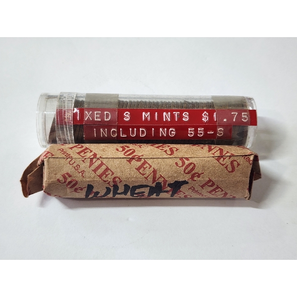 Two Rolls of Assorted Unsearched Wheat Pennies Face Value ~ $2.25