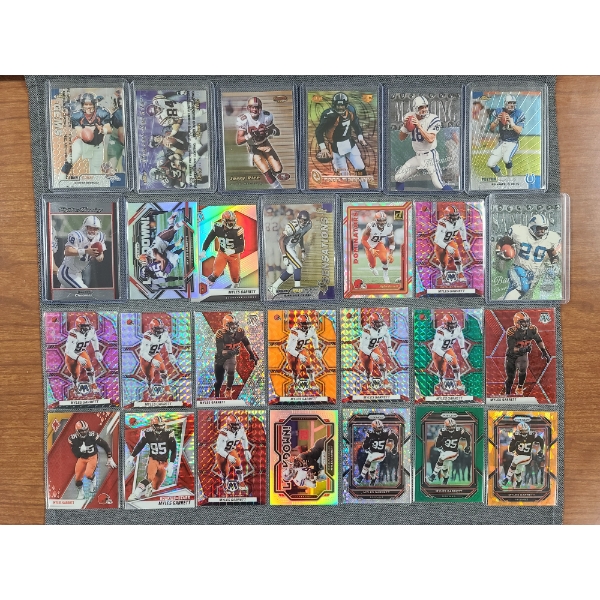 27 Asstd Near Mint Football Cards Ft. Names Like Barry Sanders, Peyton Manning & Many Myles Garrett!