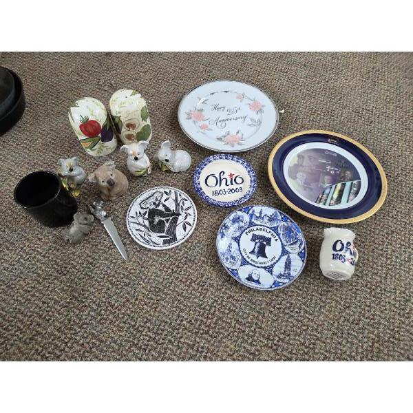 PICKUP IN CANTON - Koala Salt & Pepper Shakers, Letter Opener, Mug, Ohio Plate, Pitcher And More
 (A